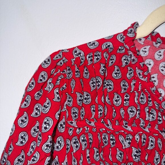 Loft Red & Black Paisley Patterned Womens Blouse Size M - Picture 2 of 7